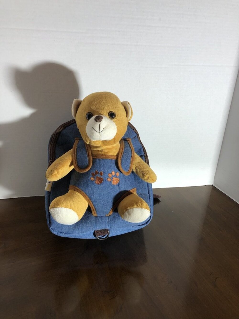 B & C  Toddler Backpack With Stuffed Bear In Blue 10” x 9” x 3”
